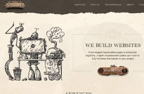 Sitecraft 网页设计团队-蒸汽朋克手绘风格单页