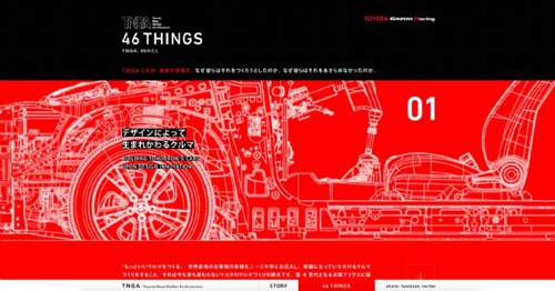 46 THINGS | TNGA これが未来の骨格だ。 | TOYOTA GAZOO Racing | 丰田汽车改造HTML5交互酷站